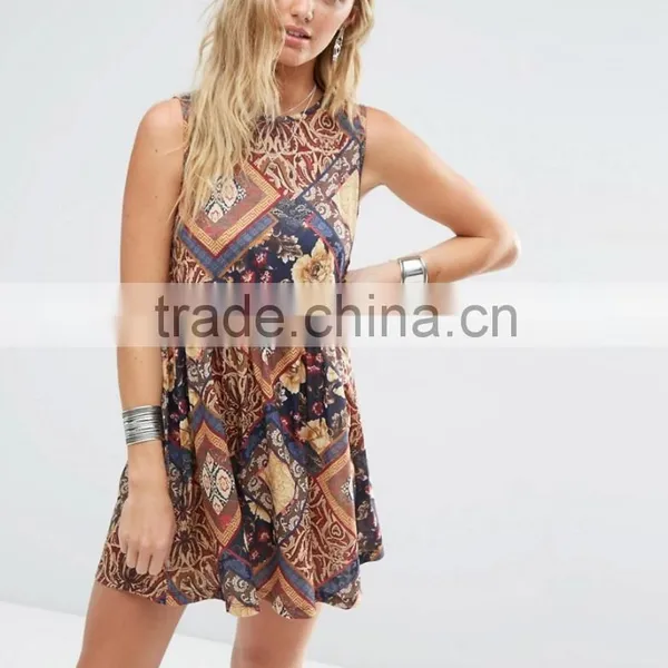 New Look Modern Customized Design Smock Dress With Print Clothing Women photo-3