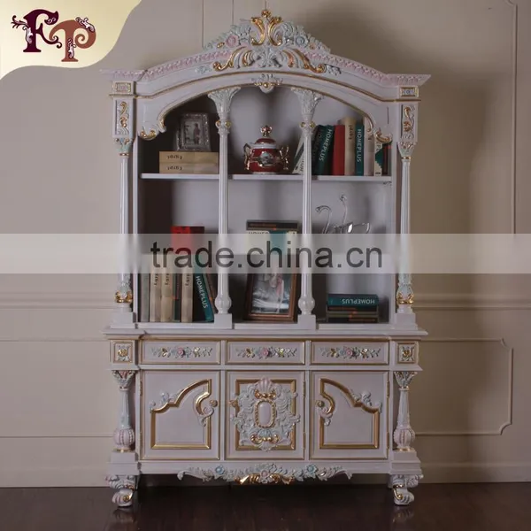 Classic French Antique Study Room Furniture-High End Wooden Executive Bookcase