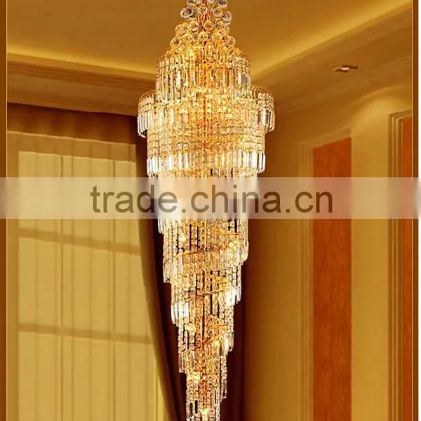 Cylinder Shape Crystal Chandelier , Long Chandeliers for Hotel Lobby photo-2