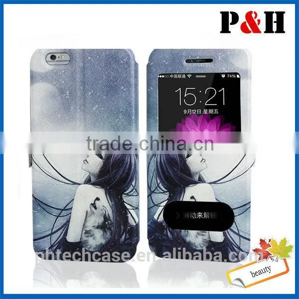 Colorful Drawing Style Leather Case for Iphone 6/6plus,For Iphone 6 6plus Leather Case Wallet photo-2
