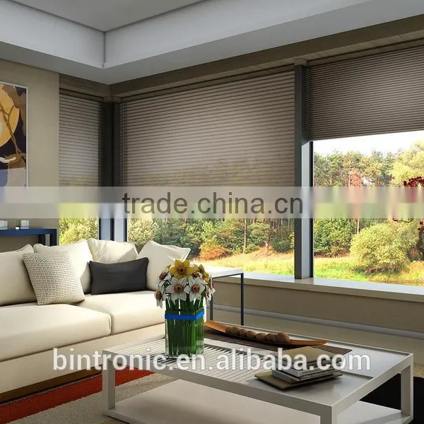 Bintronic Superior Light Control Electric Honeycomb Shade Track With DC Electric Motor Honeycomb Blinds Horizontal photo-6