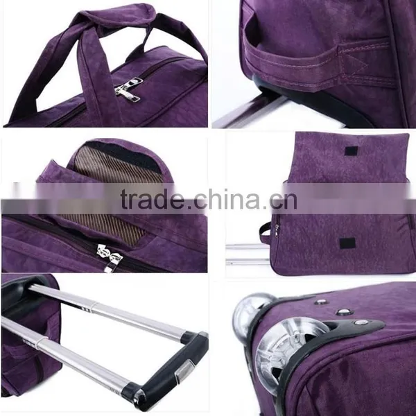 China Heavy Duty Polyester Purple Trolley Travel Bags LXB012 photo-6