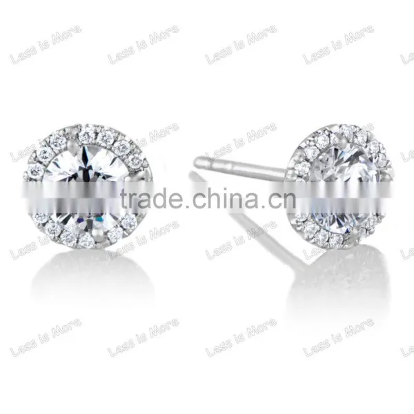 Gun Metal Crown Setting CZ Silver Stud Earrings photo-2