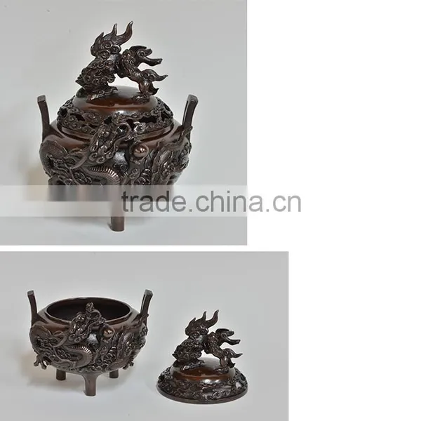 Japanese and High Quality Dragon and Bamboo Design Vase , Incense Burner , and Candlestick Holder Set Made in Japan photo-4