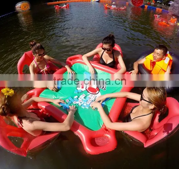 Inflatable floating poker table