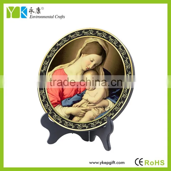 Religious Catholic Christian Blessed Virgin Mary and Baby Jesus Plate Activated Carbon Carving Craft photo-3
