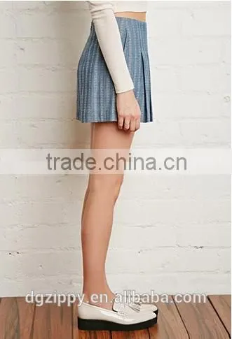 2015 New Apparel Designs Fashion Pleated Denim Shorts for Women photo-3