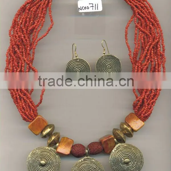 Glass/Metal/Stone Beads Necklace
