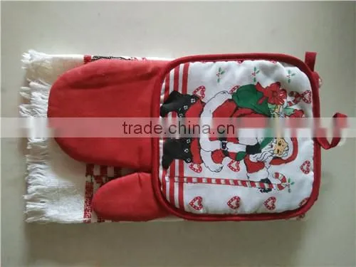 Kitchen Oven Gloves and Potholders Christmas Snowman Tree Bell Styles Oven Mitt and Mat for Christmas Gifts and Decorations photo-3