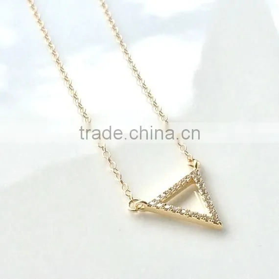 2015 Fashion 925 Sterling Silver CZ Triangle Necklace