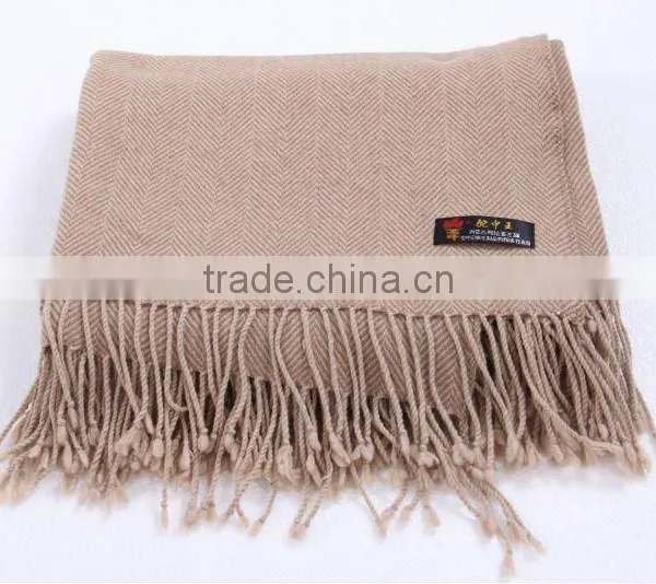 Winter Use Pure Camel Wool Herringbone Shawl