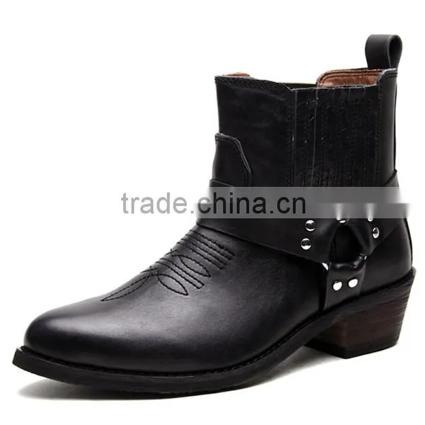 Cowhide Leather Fashion Men and Women Western Ankle Boots Botas Factory