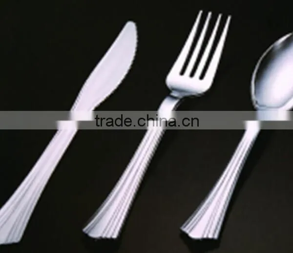 Large Plastic Forks Knife And Spoons,Siver Coated Cutlery,Disposable Plastic Metallic Cutlery photo-3