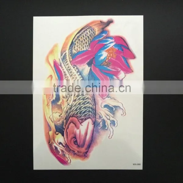 WX- 015 Flower Skull Temporary Tattoo Sticker/ CMYK Tattoos/Skin Safe Body Art Tattoo photo-4