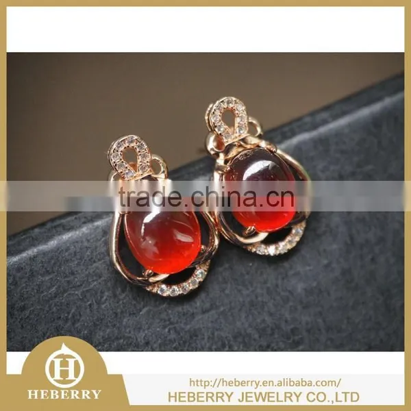 Orange Color Garmet Gemstone With 925 Sterling Silver Earring Wholesale photo-3