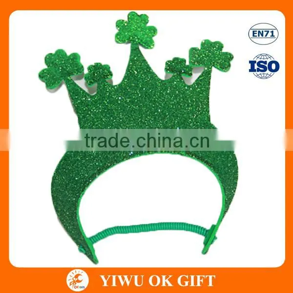 Wholesale Irish St Patricks Day EVA Clover Glitter Powder Kids Stereoscopic Crown Party Decoration Hat photo-3