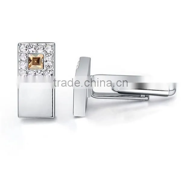 2016 Wholesale Shiny Silver Copper Cuff Links Shirts Mens Square Crystal Cufflink Jewelry photo-5
