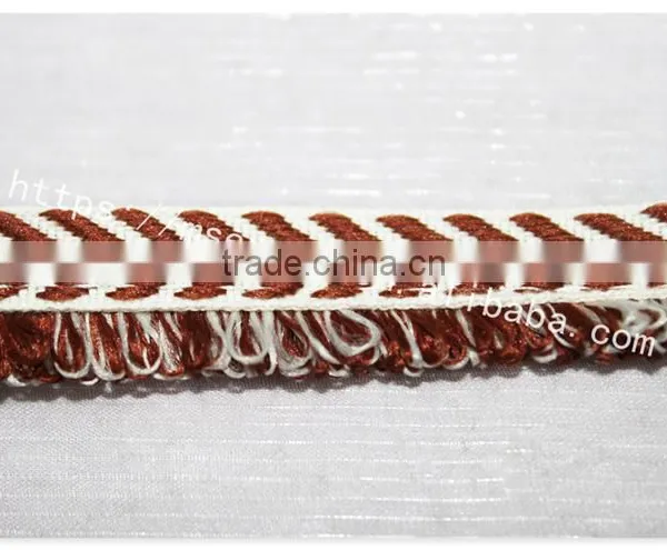 Good Price 1.6cm Width Yarn Dyed Polyester Weave With Fringe Wholesale photo-3