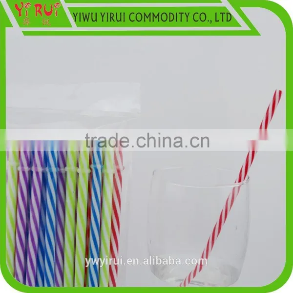 Striped Hard Plastic Straight Drinking Straw With Plastic Circle photo-3