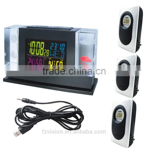Crystal Digital Wireless Weather Station With 3 Remote Sensors, Kids Digital Alarm Clocks