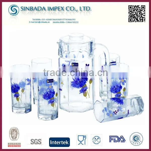 2015 New Hot Selling Drinking Glassware Set, Glass 7pcs Water Set With Decal photo-5