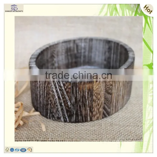 Burning Colored Round Wood Food Warming Tray photo-3