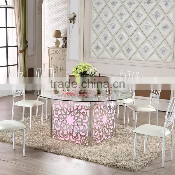 Stainless Steel Frame Square Table With LED Light for Wedding Party photo-6