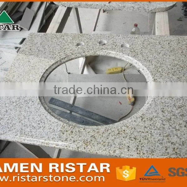 Wholesales G682 Yellow Prefab Granite Vanity Top With Sinks photo-3
