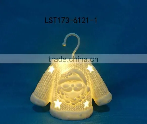 White Bisque Ceramic Christmas Tree Ornaments Wiht Led Light photo-3