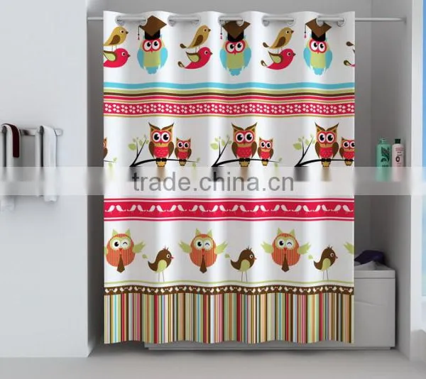 Unique and Fancy Polyester Printed Fabric Shower Curtain With 12PCS Hooks, 100%polyester Bathroom Curtain photo-5