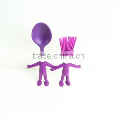 32092 Figure Shape Kitchen Tools Short Brush Nylon And Silicone Material photo-4