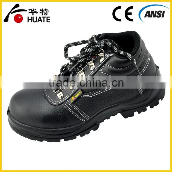 Black Genuine Leather Protective Steel Toe Cap Safety Shoes photo-4