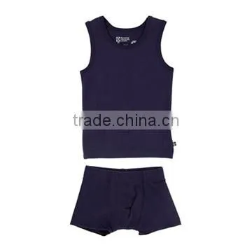 95%cotton 5% Spandex Green Kid Sleeveless Vest Suit With Linear Design photo-4