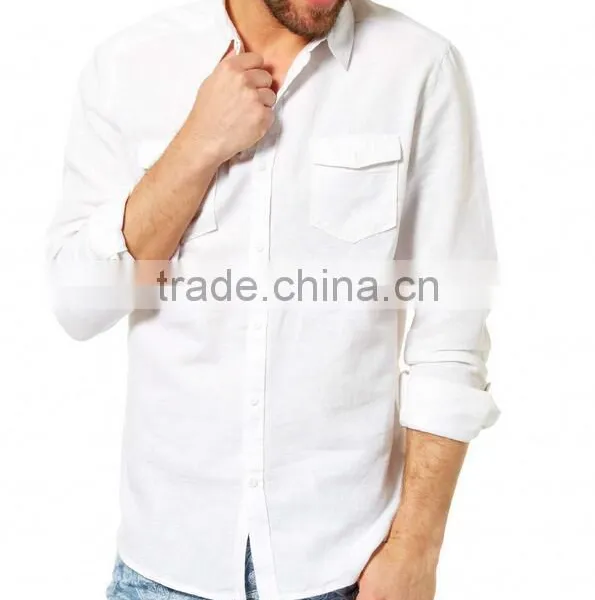 Hot Sale Economic Black Collar White Mens Dress Shirt photo-6