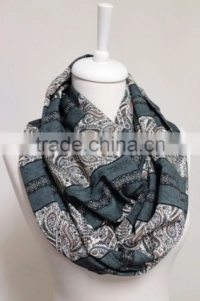 Floral Tribal Pattern Infinity Scarf, Circle Scarf, Scarves, Spring - Fall - Winter - Summer Fashion photo-3