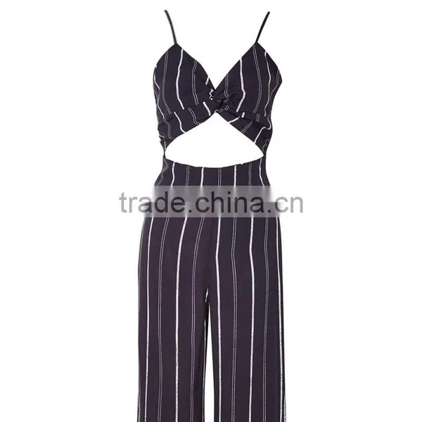 Cool Wide Leg Styling Gallus Womens Long Jumpsuit With Cute Knot photo-5