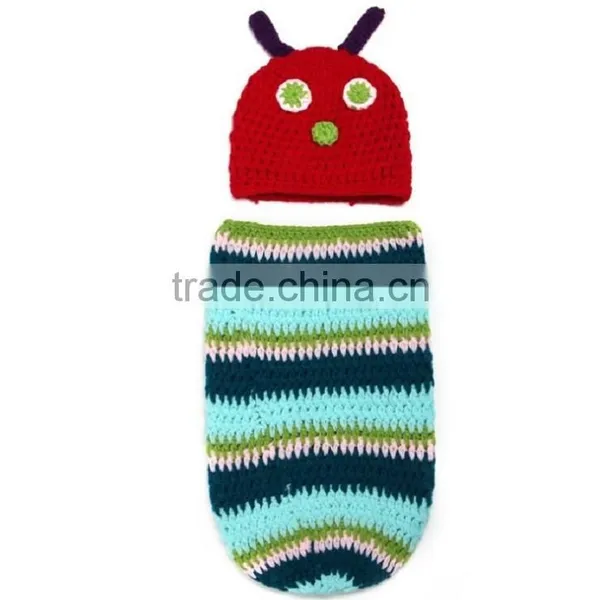 Photography Prop Crochet Baby Swaddle Cocoon Baby Sleeping Bag Knitted Baby Hat Photo Prop photo-2