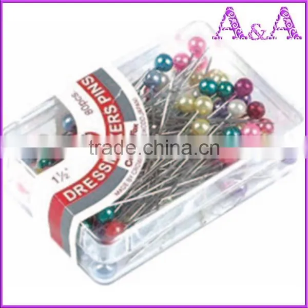 Pearl Black Colored Head Round Ball Straight Pins photo-6