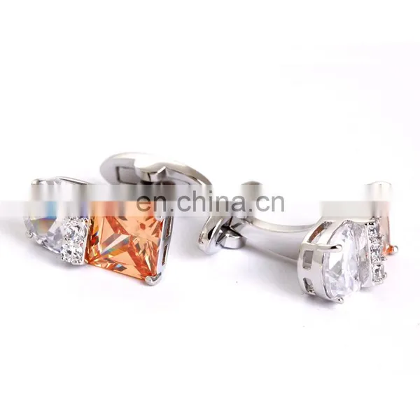 High Luxury White Crystal Wedding Gift Cufflinks photo-2