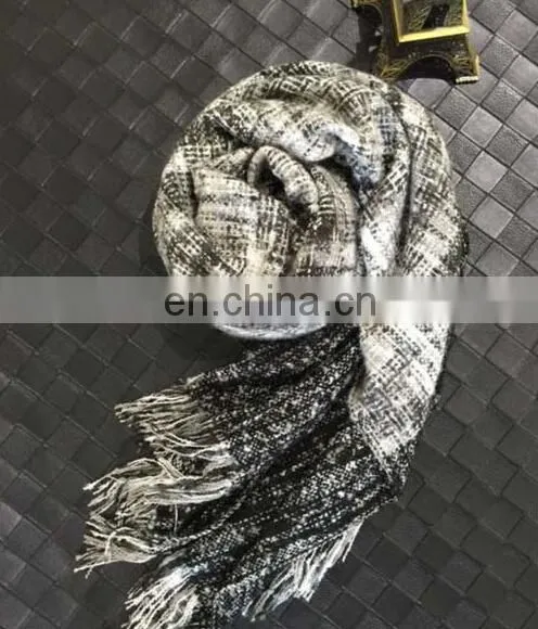 Preppy Style Oversize Faux Wool Crochet Scarves Oblong Mixed Colors Tassels Cape Women Fashion Scarf photo-6