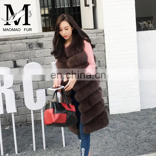 Russian Style Real Fox Fur Vest for Women Luxurious Handmade Long Vest photo-5
