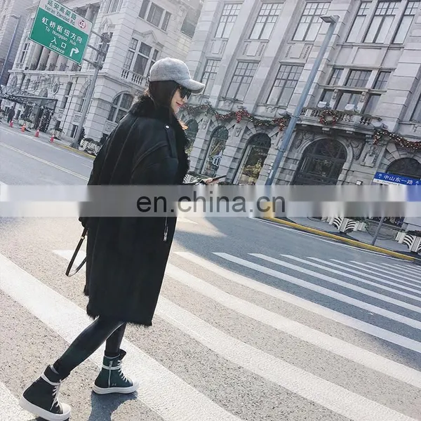 2016 Hot Sale Warm Winter Ladies Shearling Sheepskin Long Coat photo-3