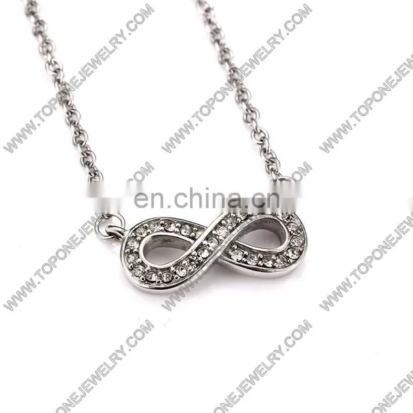 Cheap Wholesale Stainless Steel Infinity Women's Crystal Pendants Charms Necklaces Wedding Jewelry Gifts photo-3