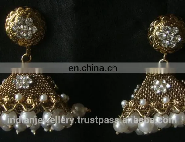 Indian Jewelry Jhumka Earrings, Big Jhumka, Gold Silver Plated Earrings Manufacturer photo-5