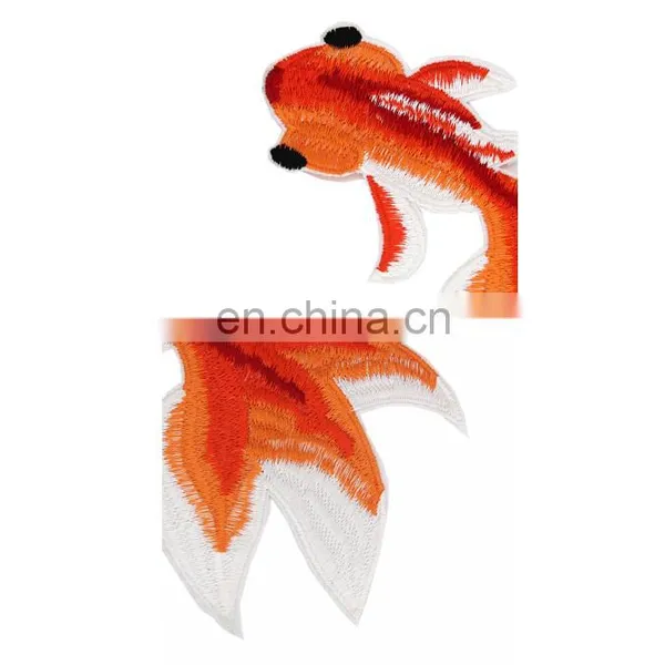 2017 New Style Exquisite Single Goldfish Embroidery Cloth Stickers Beige Fashion Personalized Patch in Stock photo-2