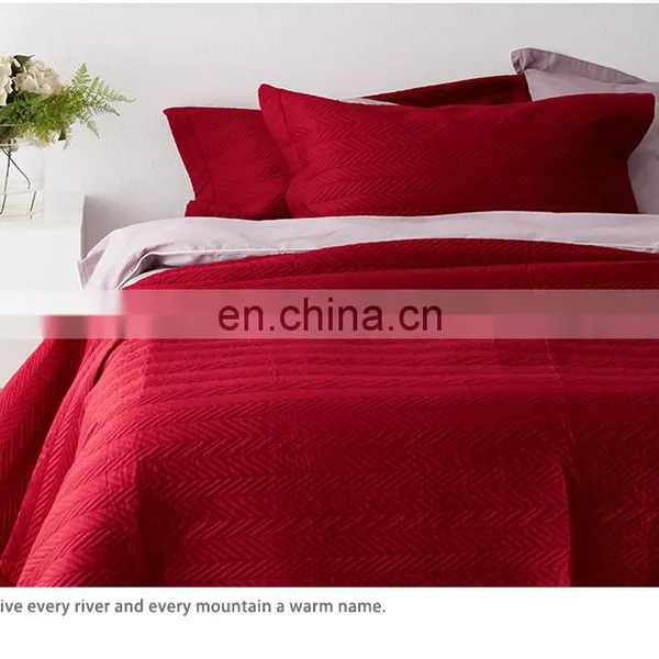 RAWHOUSE Wedding Wine Red 3pcs 100 Cotton House Quilt photo-3