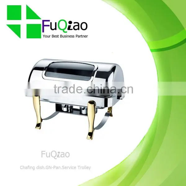 Hot Sale Stainless Steel Gold-plated Roll Top Buffet Chafer for Hotel photo-4