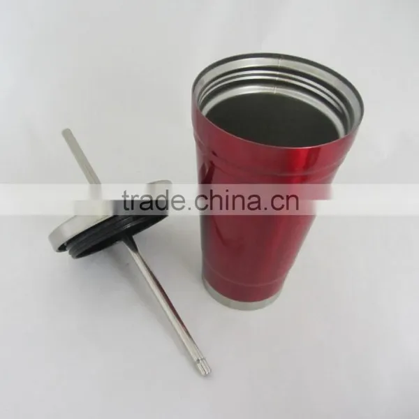 Tumbler, Travel Mug, Vacuum Double Wall, Stainless Steel With Straw photo-4
