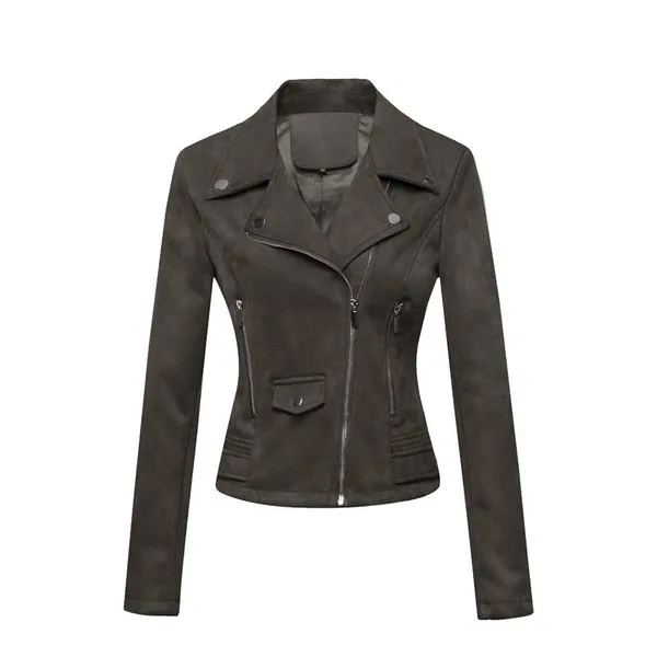 New European and American Women's Motorcycle Jacket Women's Leather Jacket Short Fit Suede Leather Jacket Women's photo-5