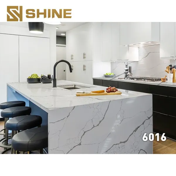 Engineered Calacatta White Color Quartz Stone Artificial Calacatta Quartz Stone Slab for Kitchen Countertop photo-2